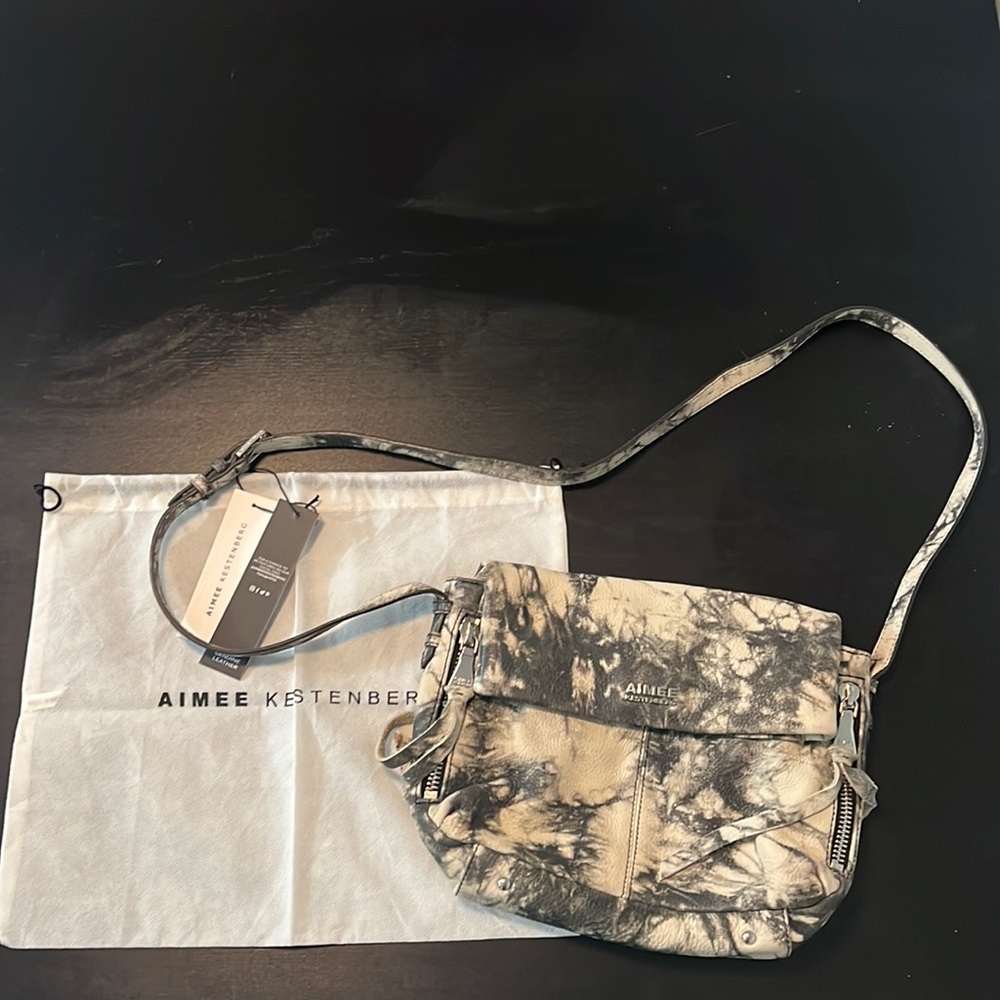 Aimee Kestenberg Gray and Cream Crossbody Purse